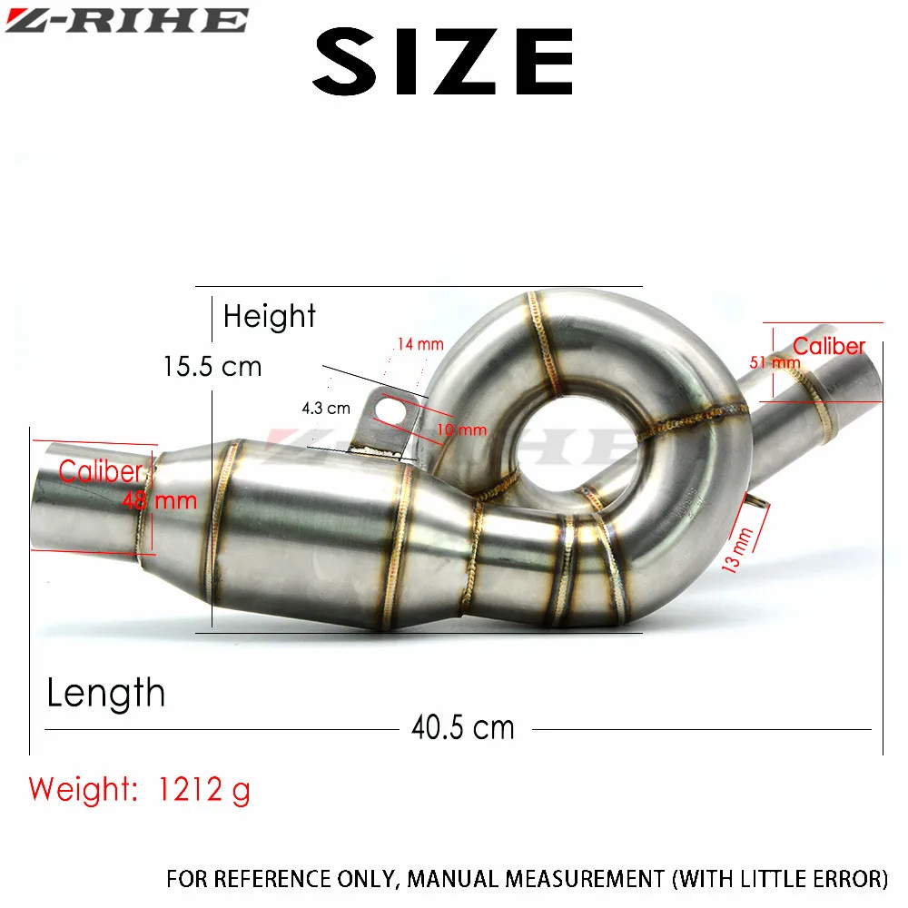 

Motorcycle Stainless Steel Slip-On Exhaust Mid Pipe for Kawasaki Z800 Z 800 2012 2013 2014 2015 2016 2017 Motorbike