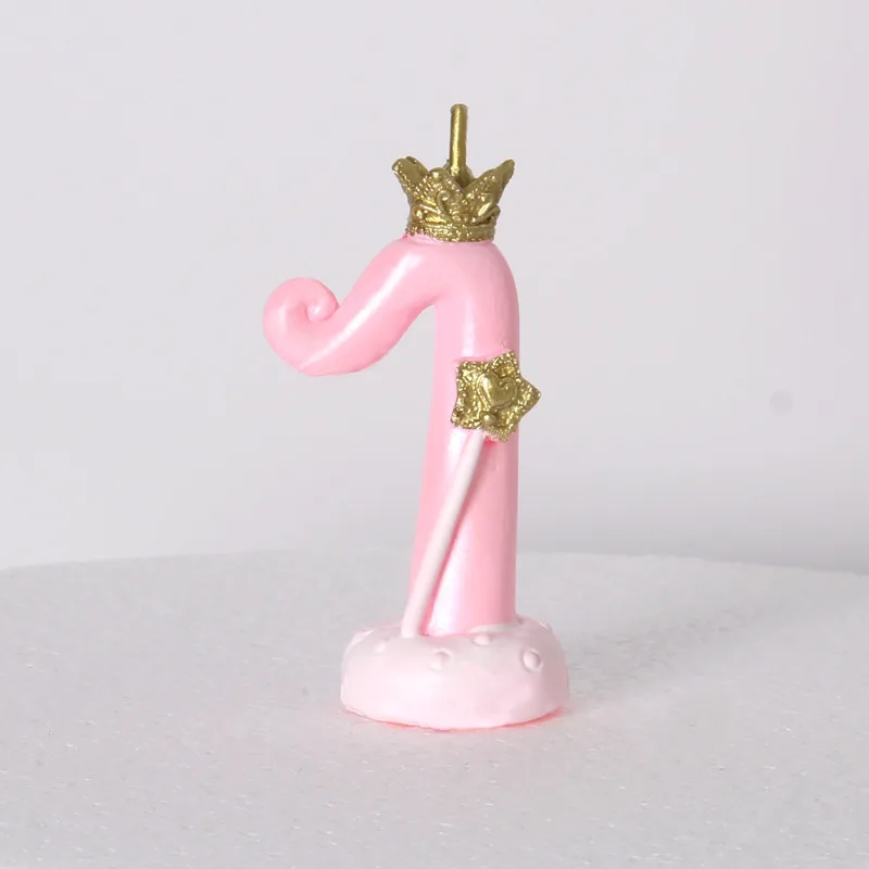pink 1 Новая Милая свеча на день рождения розовая Свеча в форме короны украшение торта на день рождения 0-9 цифровая свеча с цифрами Детские сувениры на день рождение вечерние украшения - Цвет: pink 1