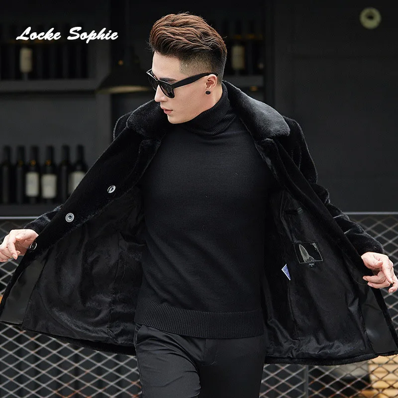 1pcs Men's plus size jacket coats 2018 Winter Sheep's cashmere single-breasted jackets men Skinny Keep warm wool | Мужская
