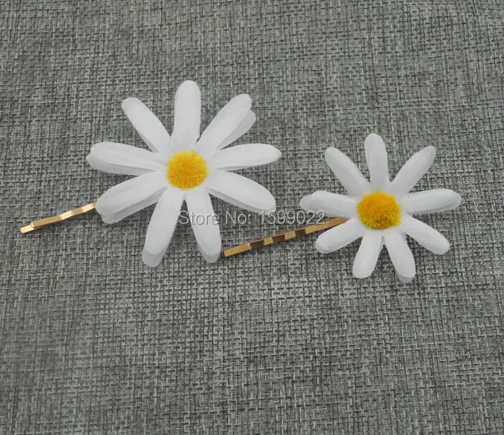Свежие белые заколки для волос маргаритки цветы из искусственной ткани Заколки