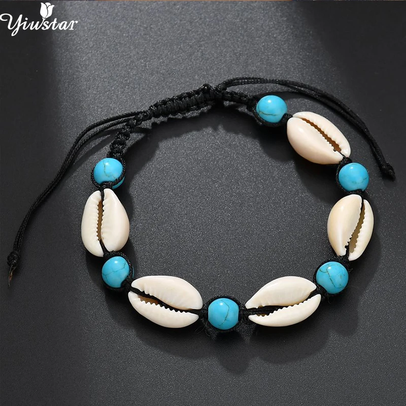 Yiustar Hot Wholesale Colorful Boho Seashell Bracelets Bangles Women Charms Elegant Rope Chain Bracelet femme Jewelry | Украшения и
