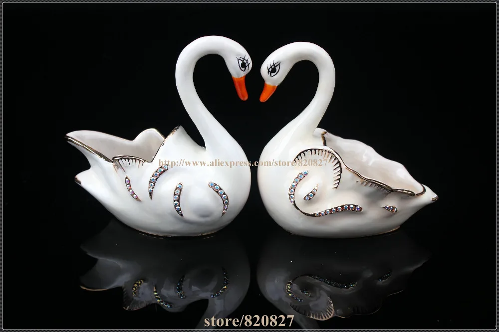 Лебедь ручной работы ювелирные изделия металлическая безделушка коробка