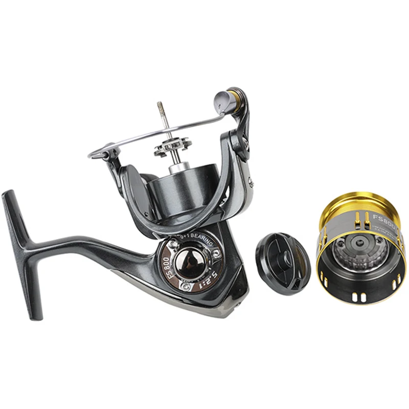 

TSURINOYA FS800 Trout Spinning Reel Freshwater Saltwater Metal Spool Fishing Reel Max Drag 4KG 185g 9+1 Bearing Ratio 5.2:1