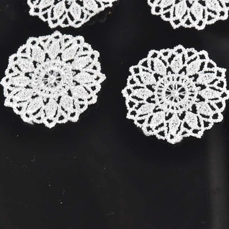 30 шт./лот круглый цветок Кружевная аппликация сетка отделка для одежды