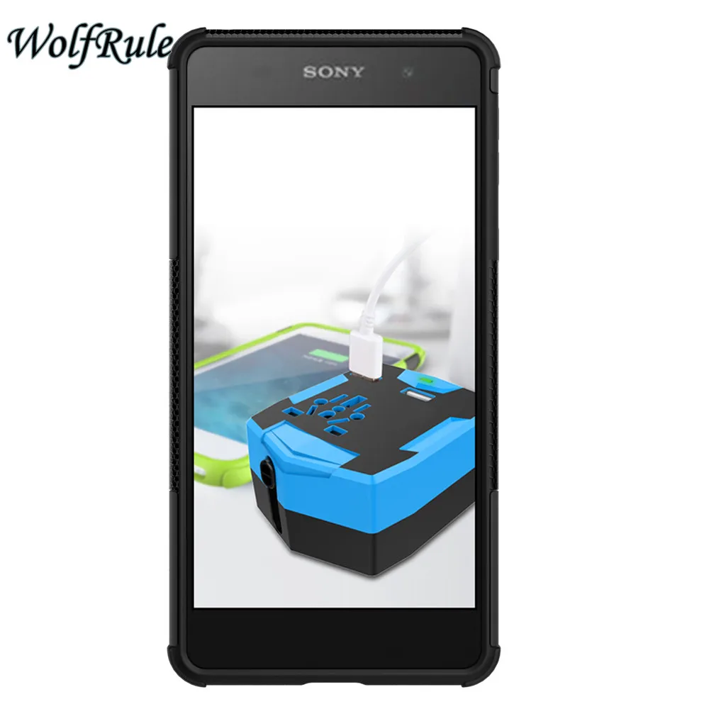 sFor Phone Case Sony Xperia E5 Cover Anti-knock TPU &amp Plastic For F3313 Holder Stand &lt |