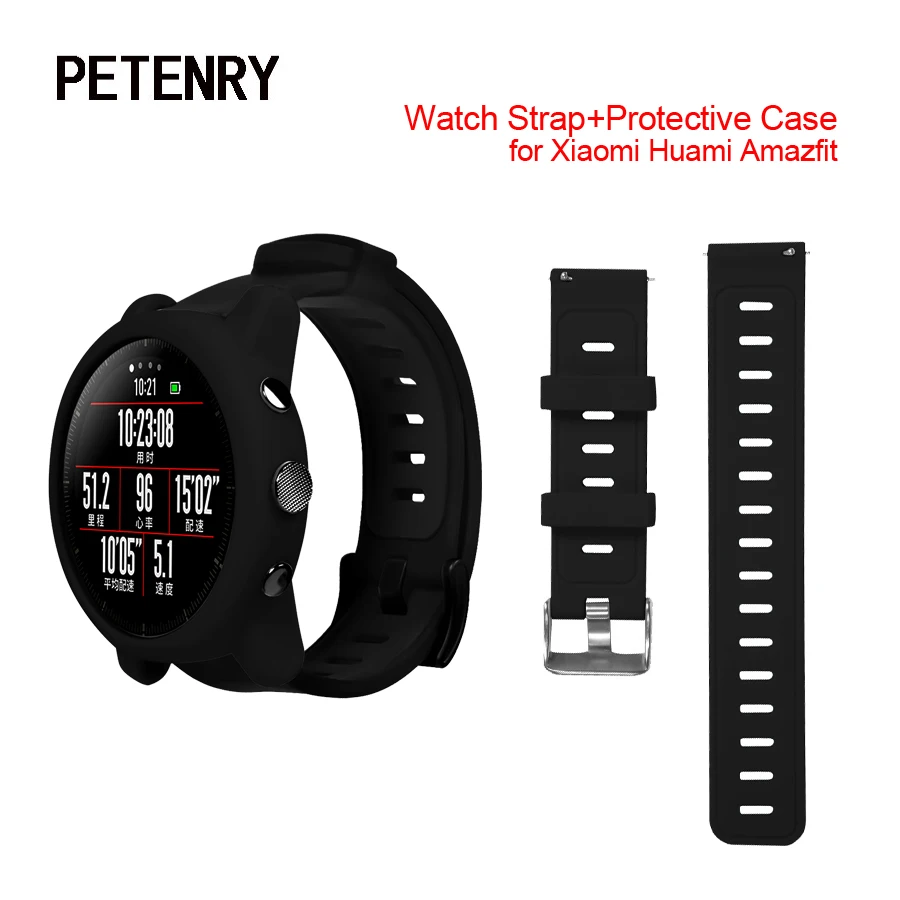 2 в 1 для Xiaomi Huami Amazfit Stratos 2S Ремешок силиконовый браслет + защитный чехол
