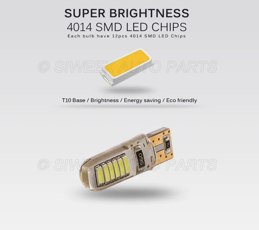 2 шт. Автомобильные светодиодные лампы T10 4014 12 SMD W5W|Сигнальная лампа| |