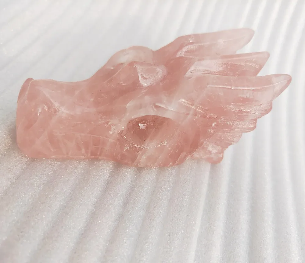 

Crystals skull Natural rose crystal dragon skull pink quartz skull Healing 120g