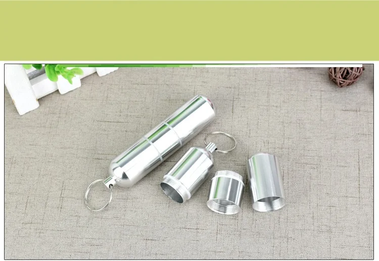 

Portable Mini Pill Bottle case Aluminum Container Waterproof Travel pillbox Holder Case Keyring cigarette tobacco storage case