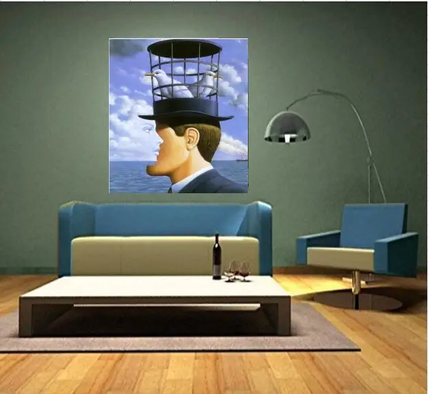 Картина маслом сюрреализм ручная роспись на холсте Мужчина женское лицо птицы |