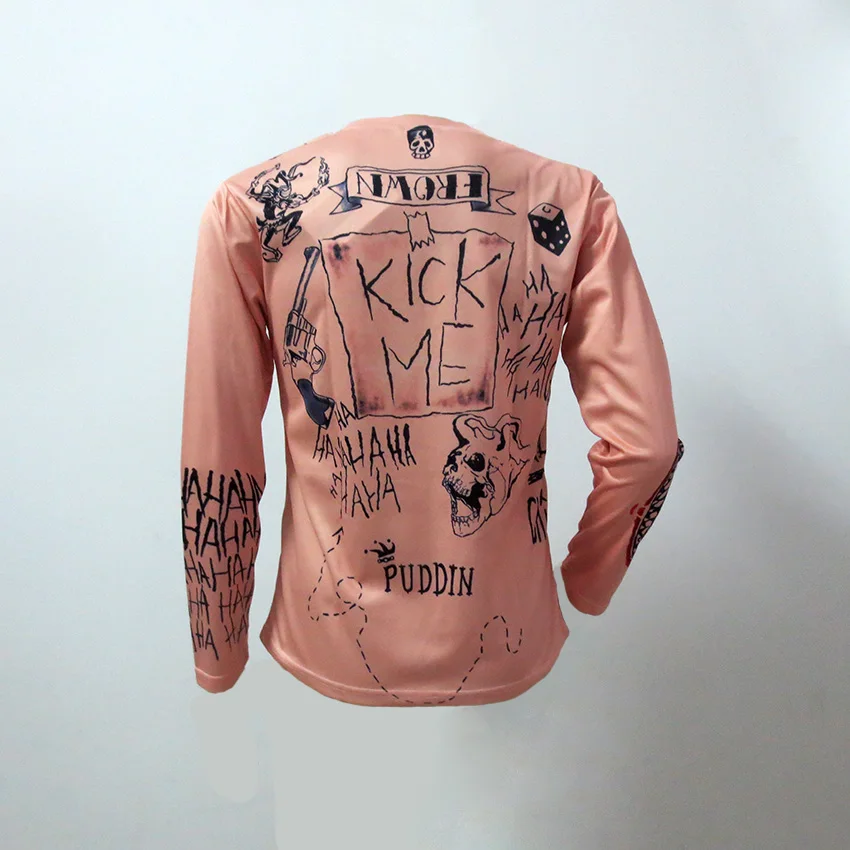 Джокер Дэдшот татуировки Печать Для мужчин рубашка с длинными рукавами Косплэй