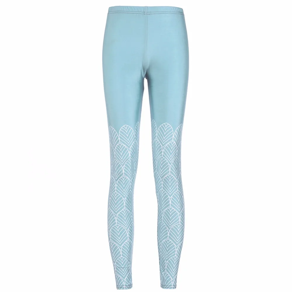 Леггинсы Лидер продаж женские листья расположены озеро Синие леггинсы с