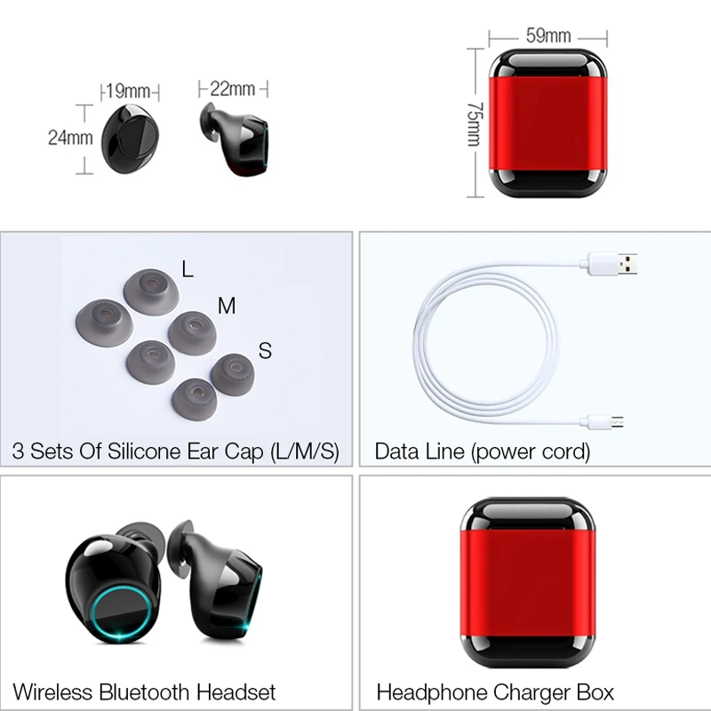 Портативный TWS беспроводные наушники 3D стерео звук Bluetooth V5.0 с чехлом для зарядки