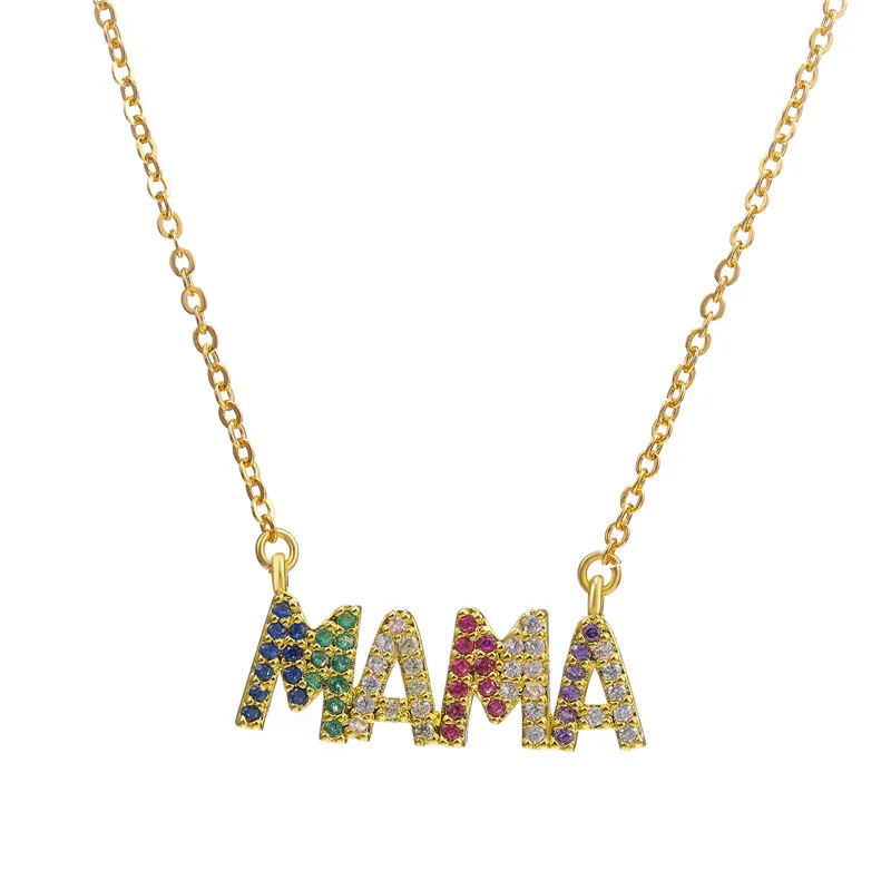 Ожерелье с подвеской и надписью Mama Mom Mommy CZ Подарочная коробка для мамы семейные