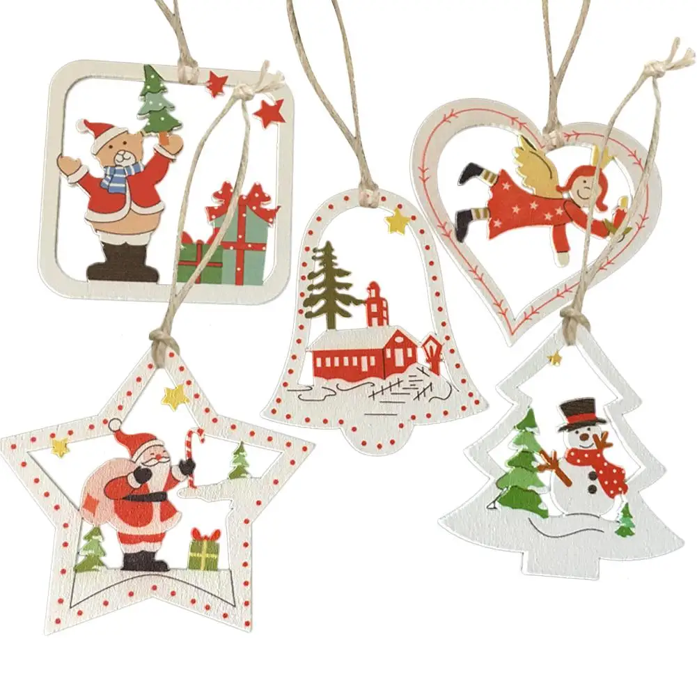1 шт. Белый Рождественский деревянный Колокольчик/сердце/звезда Дерево Висячие
