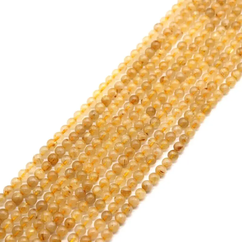 Натуральные полуфабрикаты золотого рутилированного кварца гладкие шарики DIY