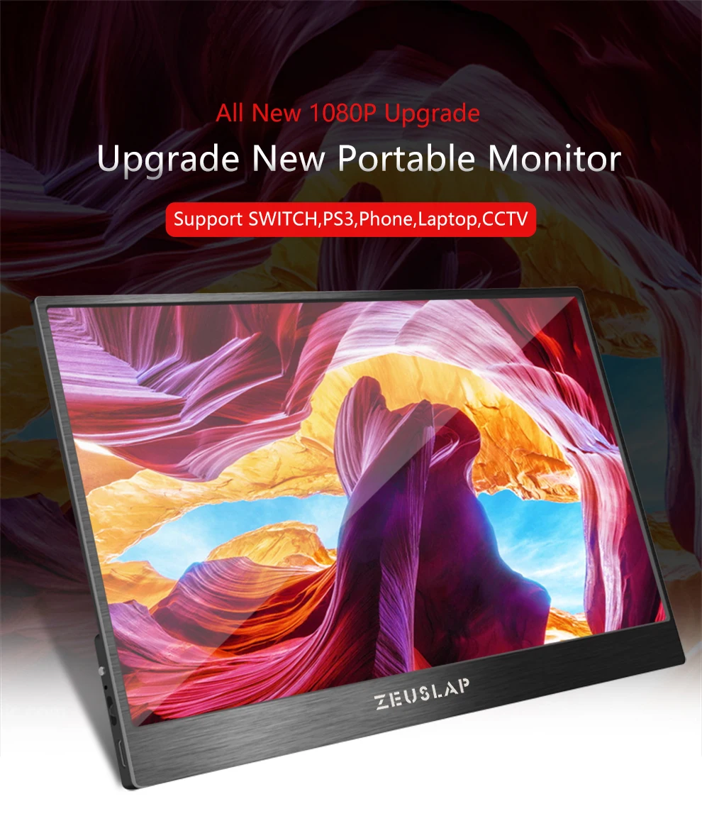 ZEUSLAP 15,6 дюймов 1080P 72% NTSC Мини металлическая рамка ультратонкий портативный монитор для huawei Mate20, samsung S9, iPAD pro