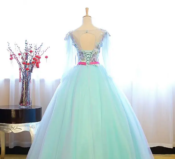 100% настоящие бабочки рукава бисероплетение косплей бальное платье принцесса