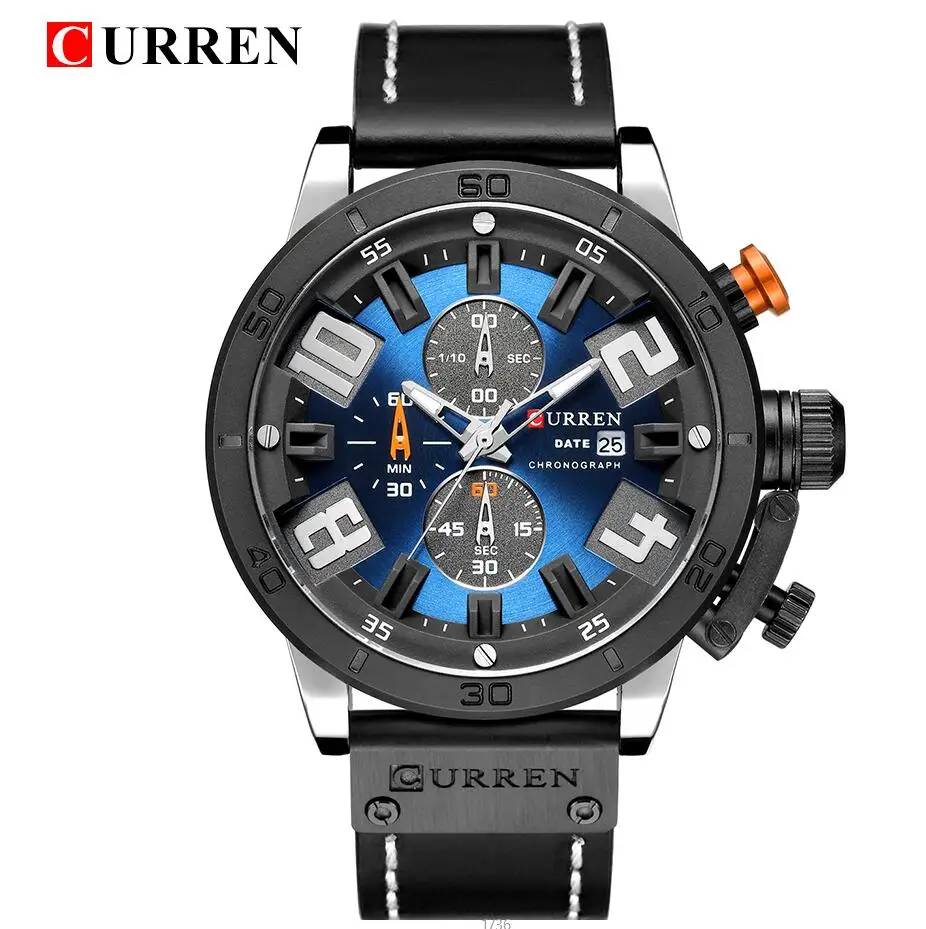 Style 1 Curren часы наручные мужские часы с хронографом спортивные с кожаным ремешком военные кварцевые Curren Часы мужские армейские модные брендовые мужские часы - Цвет: Style 1