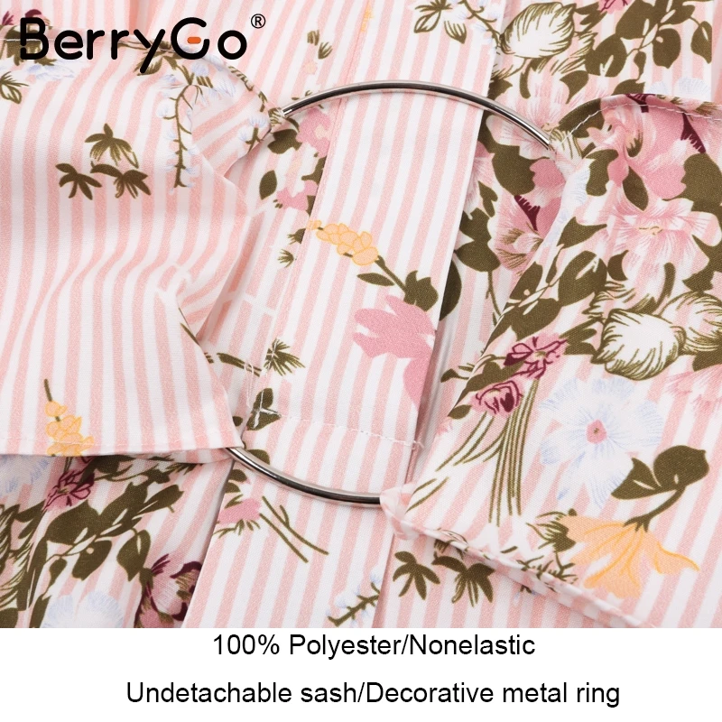 Женское Короткое платье рубашка BerryGo повседневное уличное с цветочным принтом и