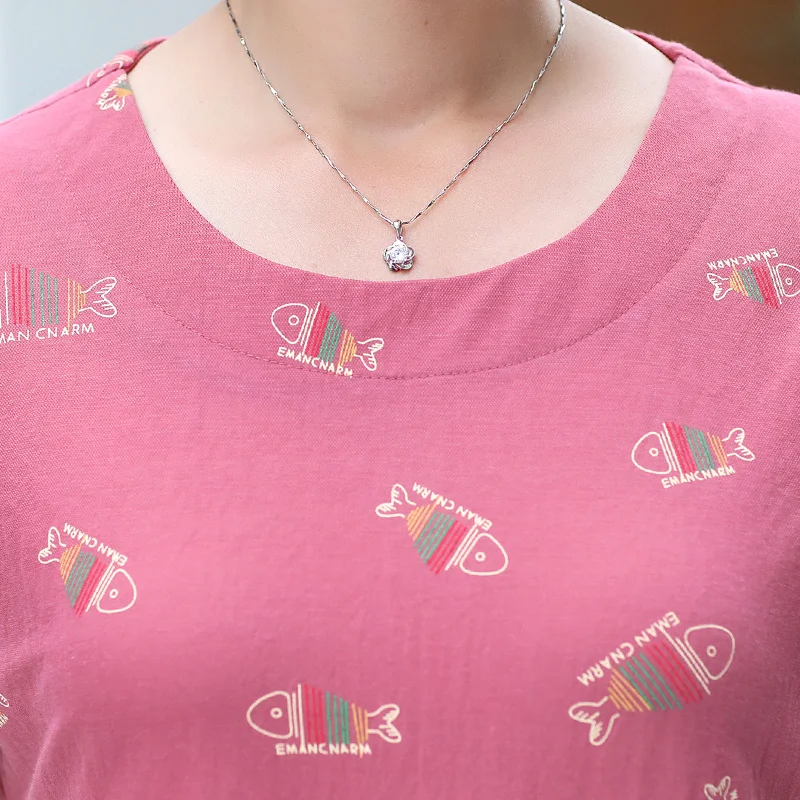 Футболка женская хлопковая с коротким рукавом топ принтом рыбок для матерей