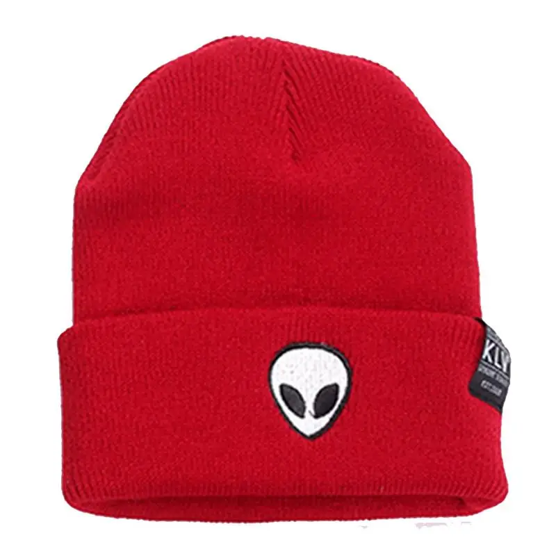 Новое поступление простая Модная вязаная теплая шапка с вышивкой Alien Лидер