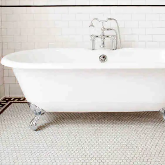 Большие шестиугольные белые керамические мозаичные плитки для ванной комнаты, душевой, стен и пола на кухне.