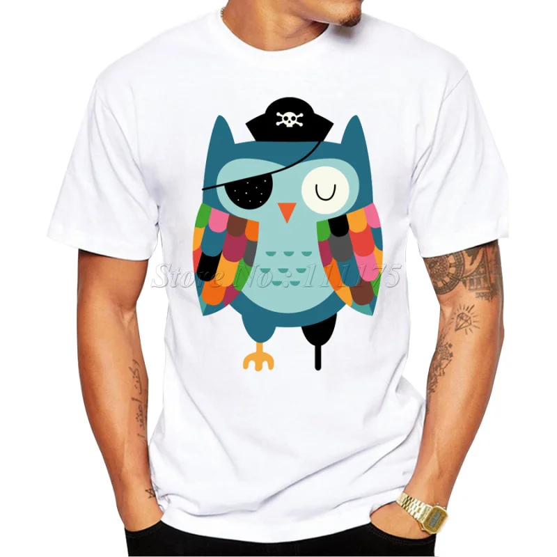 Мужская футболка с принтом пиратской совы модная повседневная высокое качество