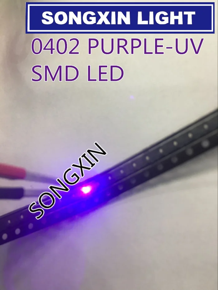 100 шт. 0402 SMD LED УФ фиолетовый 20 мА 1005 1 0*0 5 мм SMT супер яркая светодиодная