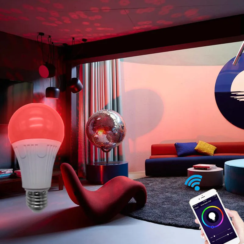 Умный WiFi светодиодный светильник лампа E26 A19 дистанционное управление 7 Вт RGB