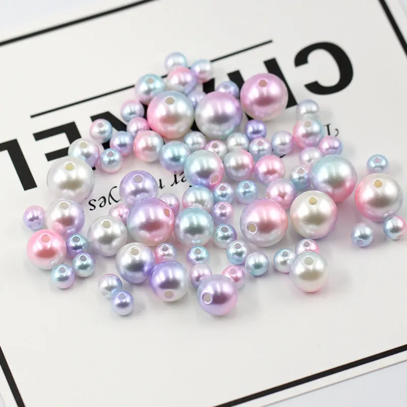 6 мм 12 многоцветный АБС Винтажный стиль Гладкий Круглый жемчуг с отверстиями