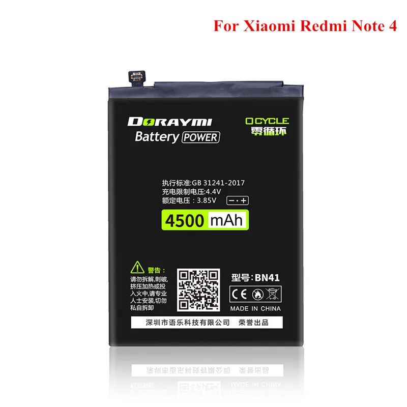 BN41 for Redmi Note4 DORAYMI телефон Батарея BN30 BN40 BN41 BN42 BN43 для Xiaomi Redmi 4A 4 Pro Note 4 4X 4Pro Note4 Замена Bateria батареи - Цвет: BN41 for Redmi Note4