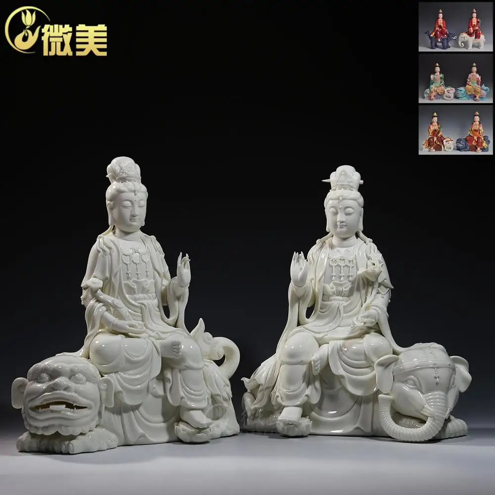 

Multi Size Manjusri, Samantabhadra Buddha like like Dehua ceramic ornaments hand painted white porcelain crafts