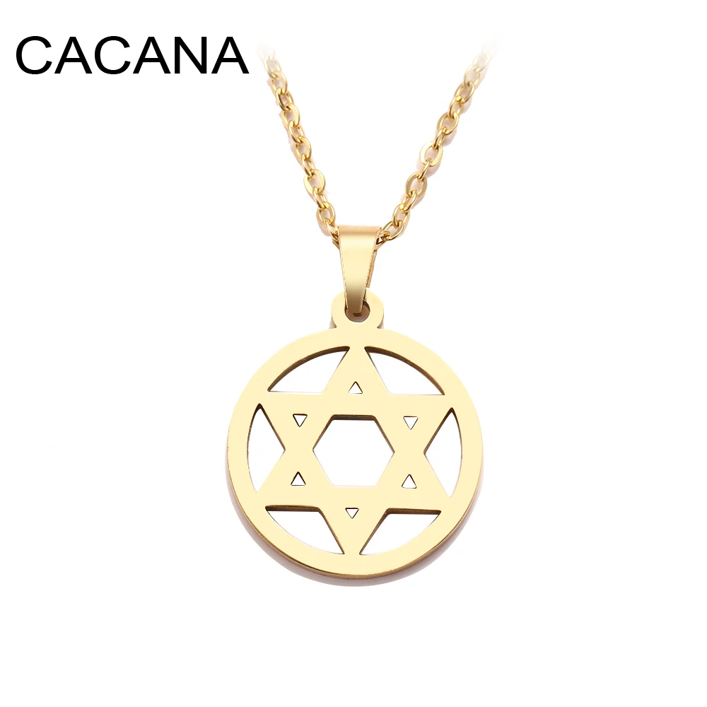 Ожерелье CACANA из нержавеющей стали для женщин и мужчин ожерелье с шестиугольной