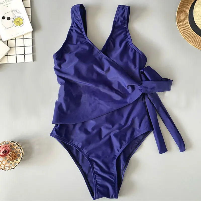 2019 сексуальный купальник слитный для зрелых женщин с v образным вырезом и бантом