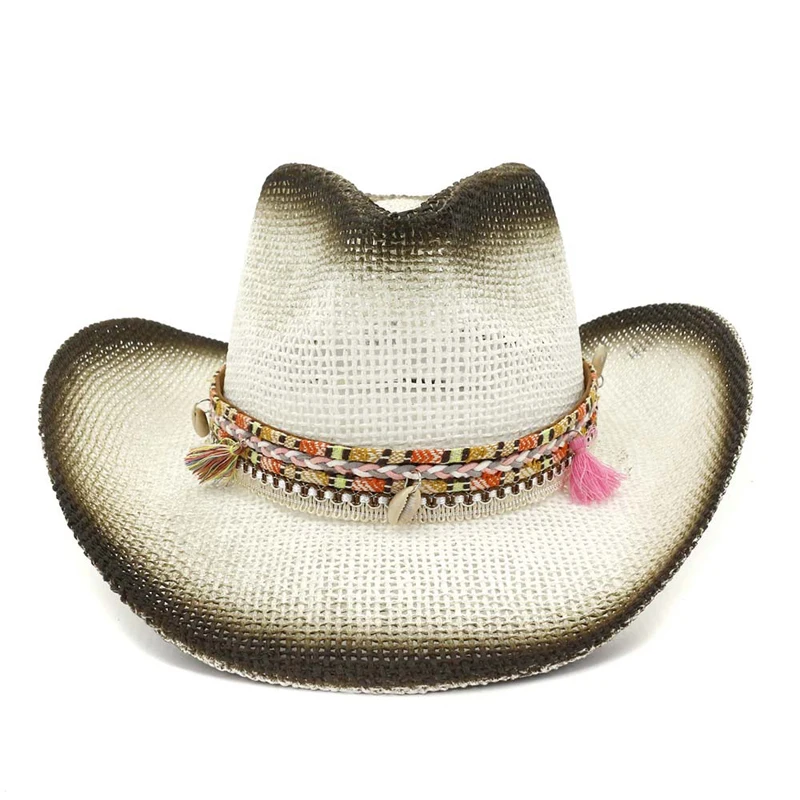 QBHAT Черные Бумажные Соломенные Ковбойские шляпы с распылителем веревочные