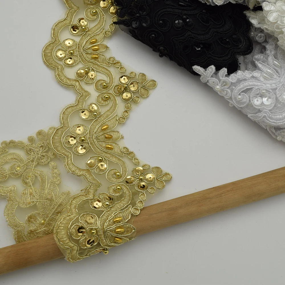 3 ярда 5 цветов свадебная кружевная отделка из органзы отделанная бисером фата