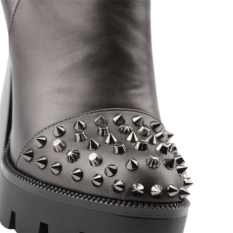 

Lapolaka New Fashion 2019 Large Size 35-41 Wholesale Rivet Zip Up Ankle Boots Woman Shoes Women Chunky High Heels Woman Boots