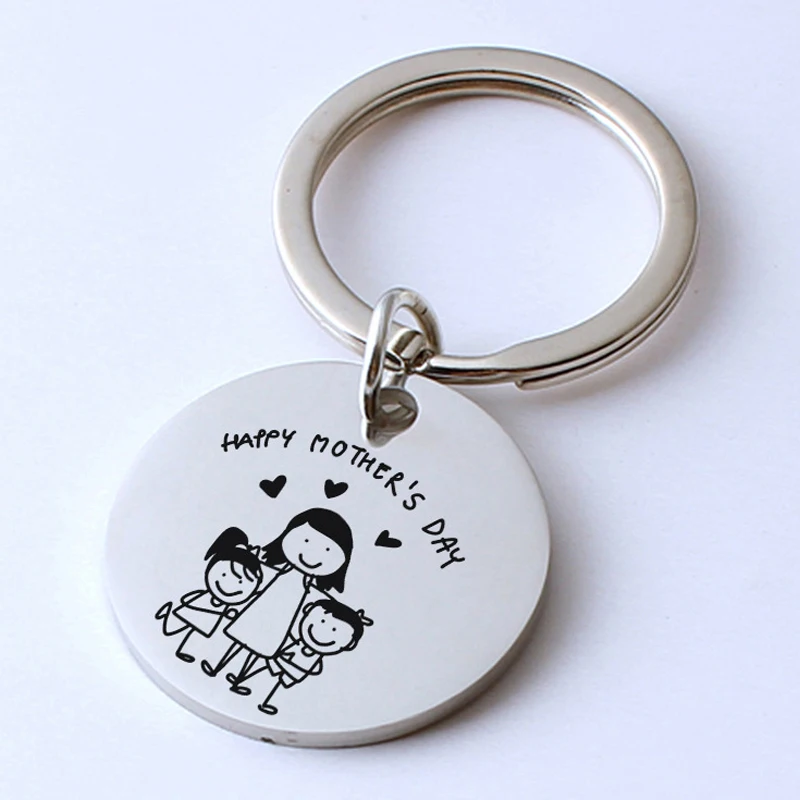 Брелок из нержавеющей стали с надписью Happy Mother's Day stick рисунок для мамы и детей