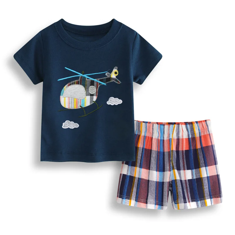 Cartoon Newborn Baby Boy Pajamas Summer Girl Sleepwear Set Cotton Girls Clothing Pyjamas Clothes tshirt+short Pant | Детская одежда и