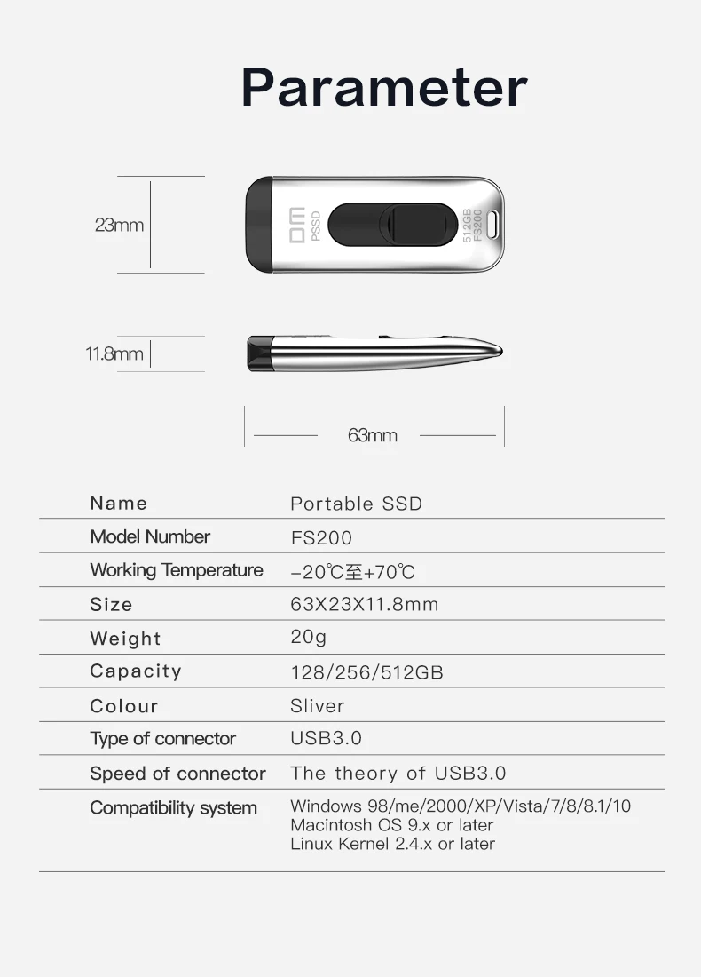 DM USB флеш-накопитель F200 256 ГБ, флеш-накопитель, USB диск, мини-накопитель, запоминающее устройство, большая емкость, внешний SSD, флешка