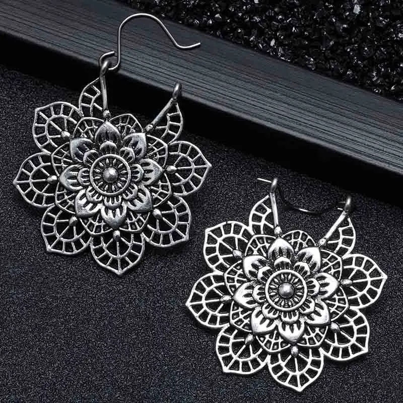 20 видов стилей индийские этнические латунные Висячие серьги цветок для женщин