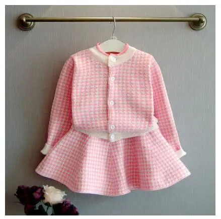 2016 г. Комплекты для детей Зимние Детские костюмы пальто малышей юбка комплекты из