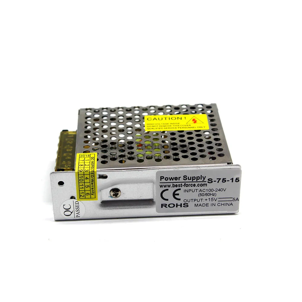 Постоянное напряжение DC15V 5A 75W импульсный источник питания трансформатор 100 240V AC к