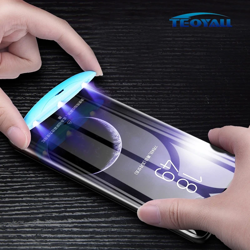 Полное покрытие изогнутое Жидкий Клей закаленное стекло для Samsung Galaxy S10 S9 S8 Plus S7 Edge Note 8 9 10 Защитная пленка для экрана