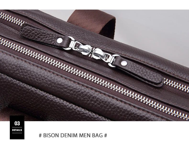 Бренд BISON DENIM, представляет мужской натуральная кожа Для мужчин сумка 1" ноутбук портфель большой Ёмкость Для Мужчин's Бизнес сумка через плечо сумки W2333-4