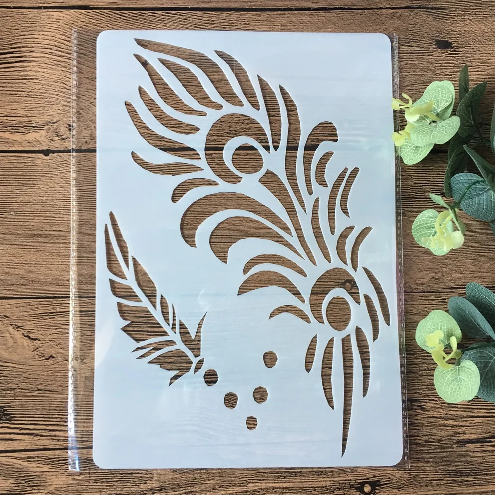 

A4 Big Feather DIY Layering Stencils Painting Scrapbook Coloring Embossing Album Decorative Paper Card Template
