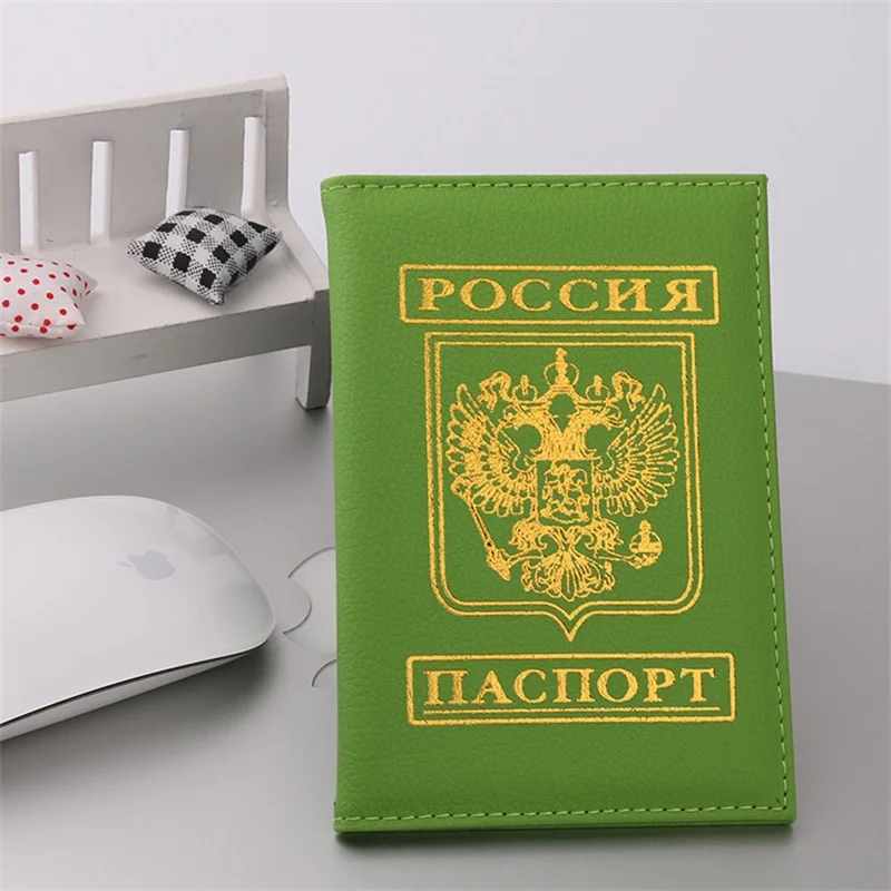 Green Чехол держатель для паспорта для России Обложка для паспорта ID карта для документов Россия держатель для паспорта для путешествий Чехол для авиа билета - Цвет: Green