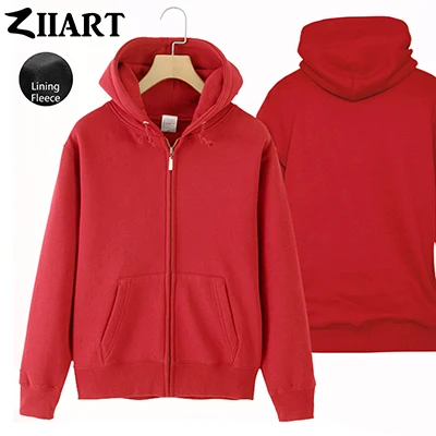 Red Флисовая толстовка с капюшоном на молнии для мальчиков, XXS-4XL, черный, серый, белый, темно-синий, королевский синий, желтый, красный цвет, однотонная одежда для пар ZIIART - Цвет: Red