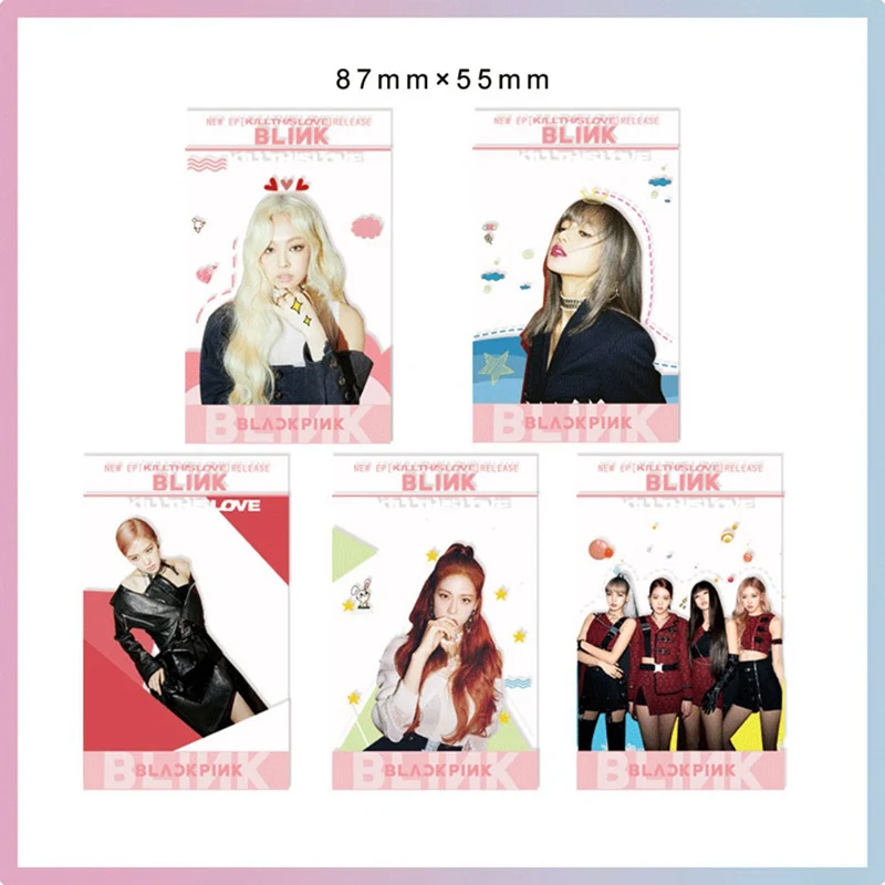 5 шт./компл. Blackpink альбом убить любовь Фотокарта Kpop Прозрачный Карты женские группе Star DIY Бумага карта с фотографией для любителей подарки